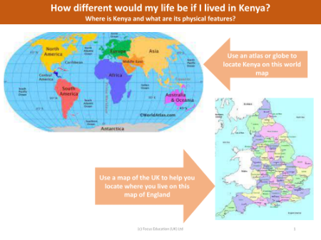 Locate Kenya and locate where you live - Worksheet