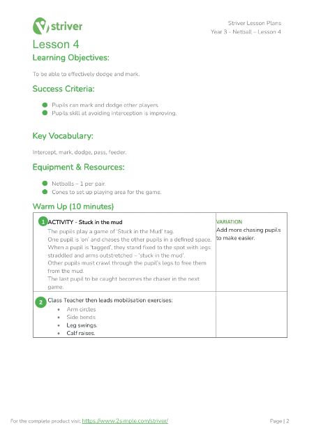 Netball - Lesson 4