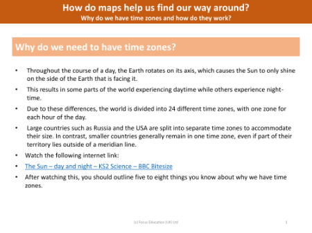 Why do we have time zones? - Info sheet