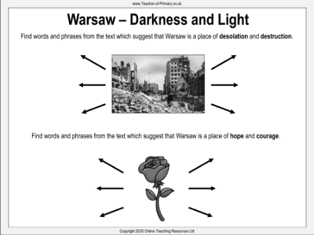 The Silver Sword - Lesson 3 - Warsaw Darkness and Light Worksheet