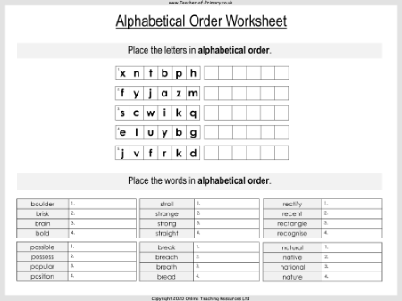 Dictionary Skills - Worksheet