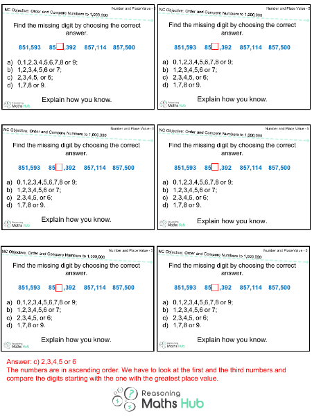 Compare and Order Numbers to at least 1,000,000 4 - Reasoning