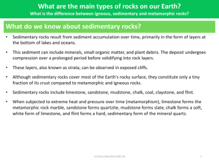 Sedimentary rocks - Info pack