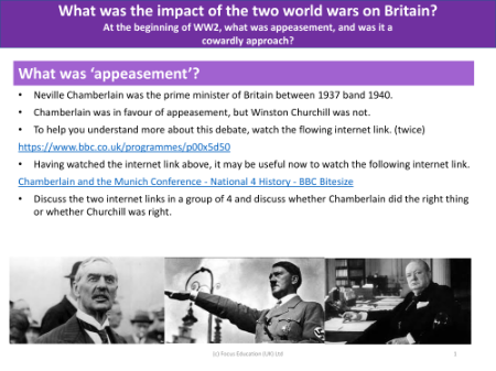 What was 'appeasement'? - World War 1 and 2 - Year 6