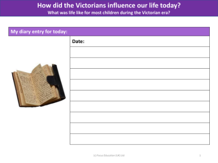 My diary entry as a Victorian child - Worksheet