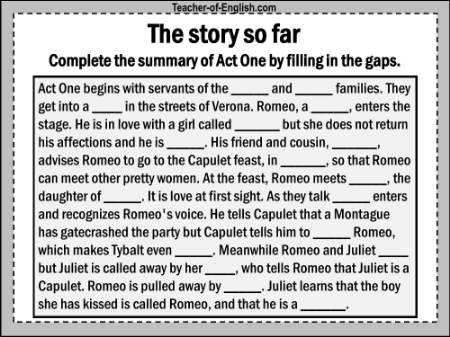 Romeo & Juliet Lesson 15: Got the Plot? - The Story so Far