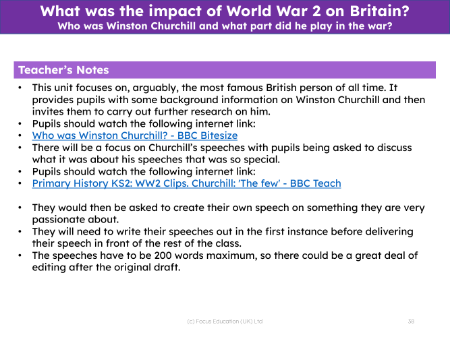 Who was Winston Churchill and what part did he play in the war? - Teacher notes