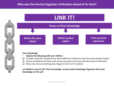 Link it! Prior knowledge - Egyptians - Year 4