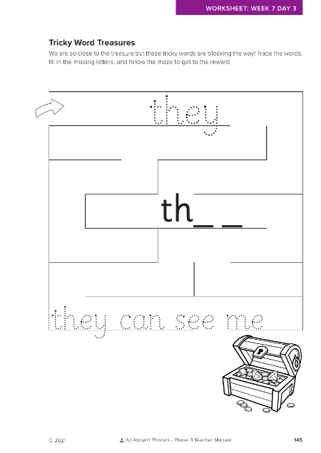 Tricky Word Treasures letter formation  - Worksheet