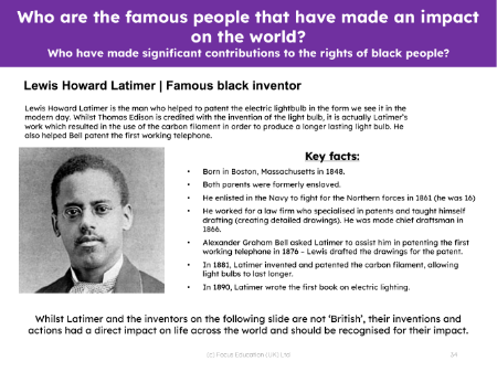 Lewis Howard Latimer - Info sheet