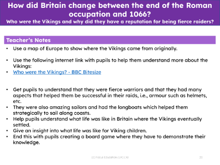 Who were the Vikings and why did they have a reputation of being fierce raiders? - Teacher notes