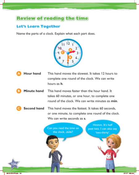 Max Maths, Year 4, Learn together, Review of reading the time