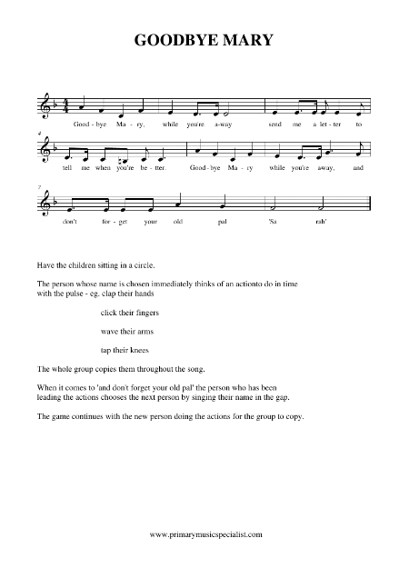 Rhythm Pulse Activity Book - Goodbye Mary