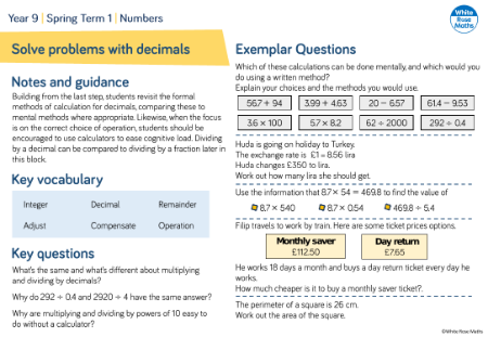 Solve problems with decimals: Questions