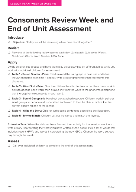 Consonants Review unit 3 - Lesson plan 