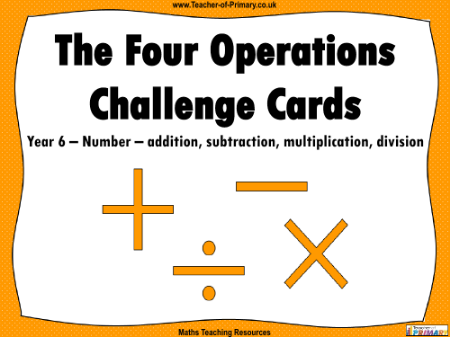 The Four Operations Challenge Cards - PowerPoint