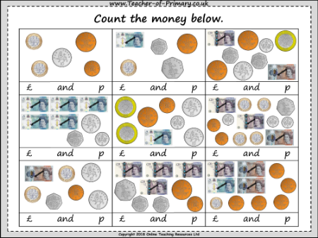 Counting Money - Worksheet