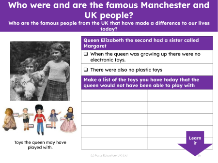Toys of today that didn't exist when the Queen was a child - Worksheet