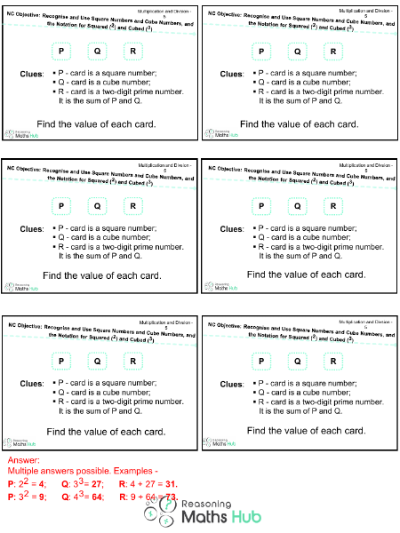 Recognise and use square numbers and cube numbers 4 - Reasoning