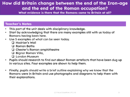 What evidence is there that the Romans came to Britain at all? - Teacher notes