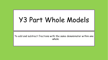 Part Whole Models for addition and subtraction