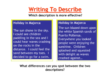 Descriptive Writing - Lesson 5 - Writing to Describe Worksheet