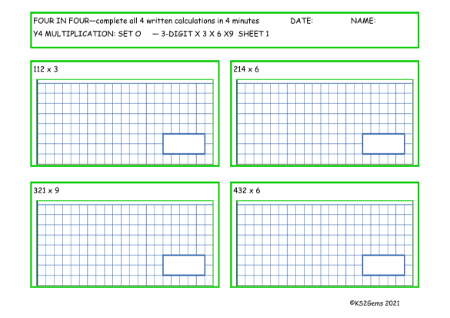  Multiplication Set O 3 digit number x3 x6 x9