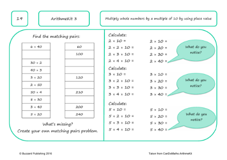 Multiply whole numbers by a multiple of 10 by using place value