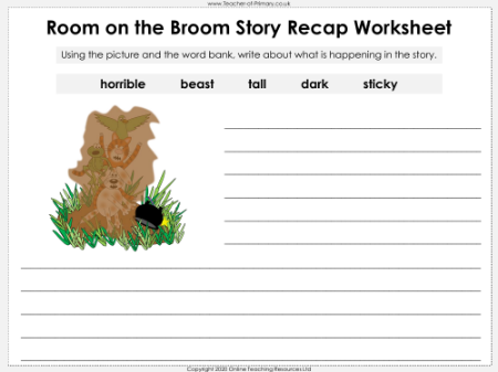 Room on the Broom - Lesson 5 - Story Recap Worksheet 3