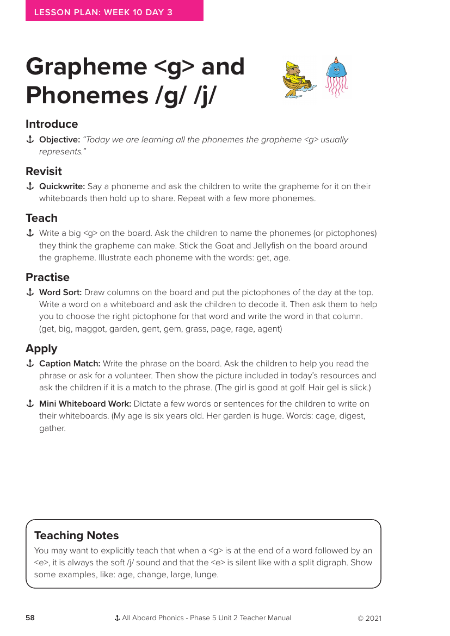 Grapheme "g" and Phonemes "g,j" - Lesson plan 