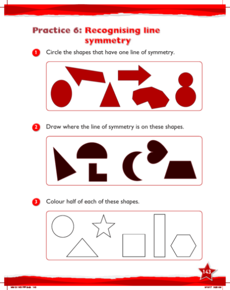 Max Maths, Year 1, Work Book, Recognising line symmetry