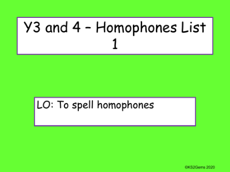 Homophones List 1 Presentation