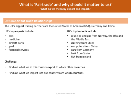 UK trade relationships - Info sheet