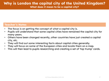 What does it mean to be a capital city? - Teacher notes