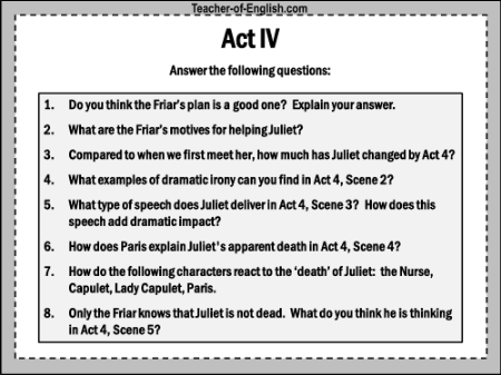 Romeo & Juliet Lesson 28: 'A kind of hope' - Act 4 Worksheet