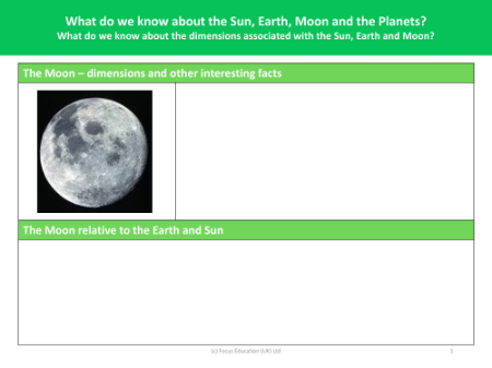The Moon fact file - Worksheet