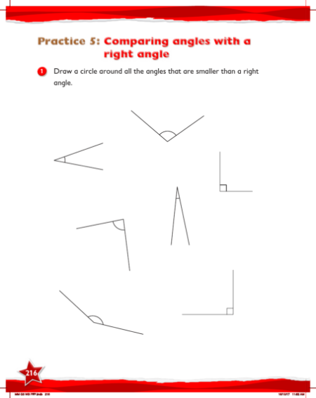 Max Maths, Year 3, Work Book, Comparing angles with a right angle