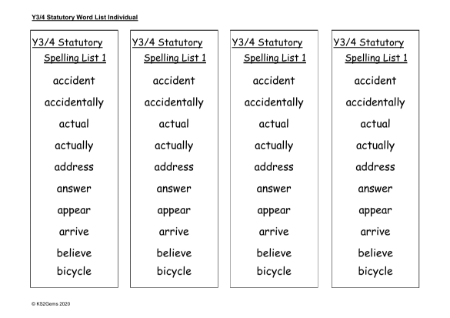 Statutatory Word Lists Individual