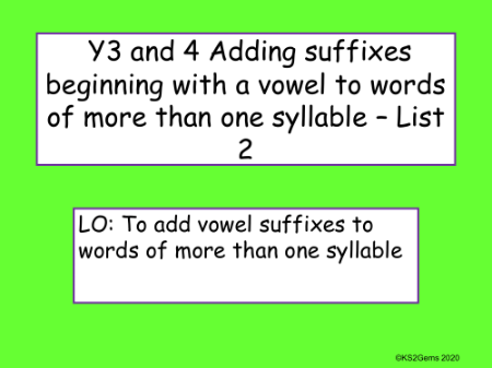 Adding Suffixes Beginning with a Vowel List 2 Presentation