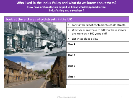 Look at the pictures of old streets in the UK - Worksheet - Year 4
