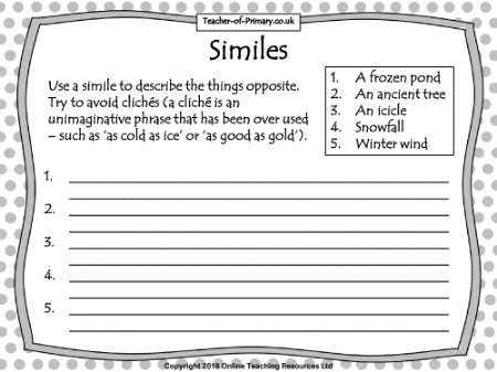 Christmas Poetry Unit - Lesson 3 - Similes Worksheet