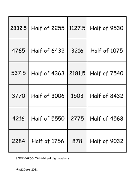 Halving 4 digit numbers