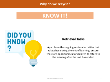 Know it! - Recycling - Year 1 - Teacher's notes