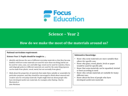 Why are some materials more suitable than others for making our toys?  - Presentation
