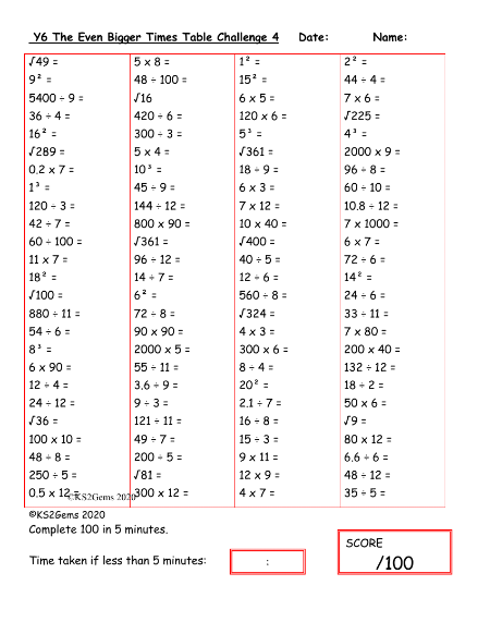 The Even Bigger Times Table Challenge 4