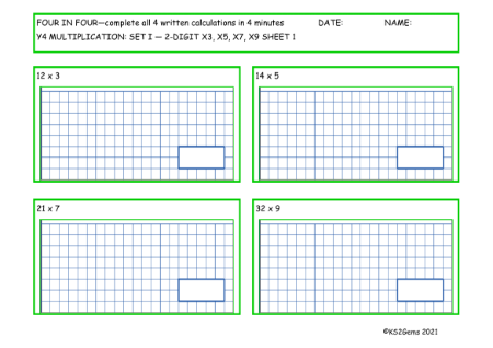  Multiplication Set I 2 digit number x3 x5 x7 x9