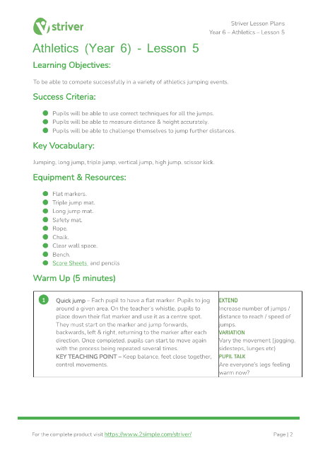 Athletics - Lesson 5