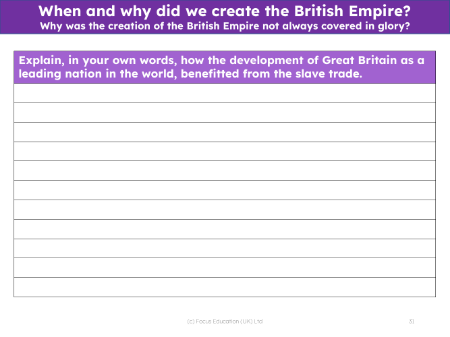 How did the development of Great Britain benefit from the slave trade? - Writing task