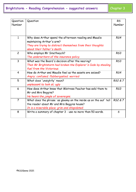 5. Reading Comprehension suggested answers