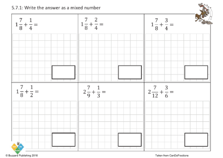 Add mixed and proper denominator multiples mixed number answer (beyond whole)